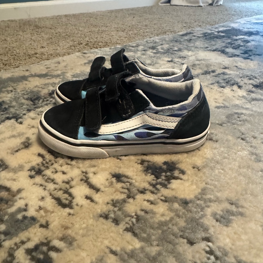Vans Kids Black and Blue Velcro Sneakers